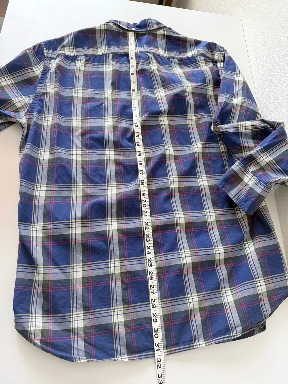 J. Crew Tartan Plaid Button Down Shirt Men's XL Blue Cotton-Long Sleeve